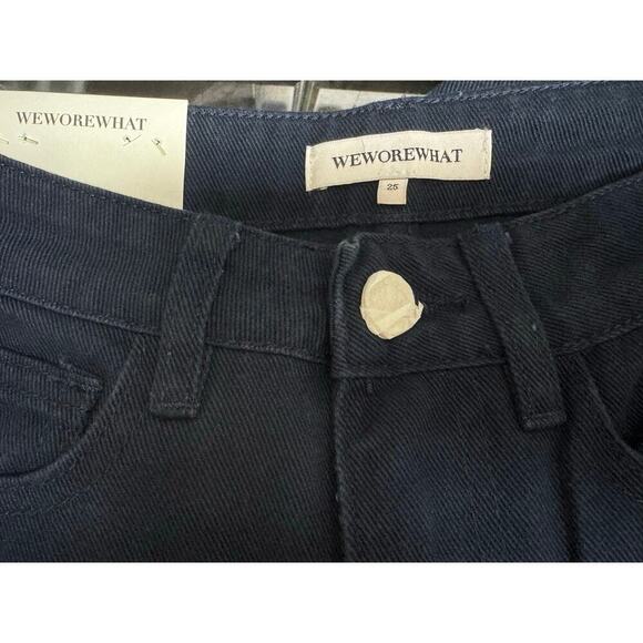 WeWoreWhat Womens High Rise Dad Jeans Size 25 French Navy Blue Raw Hem NWT - Picture 8 of 11